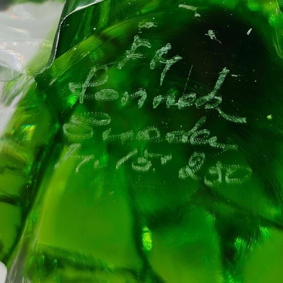 Konstglas Ronneby Sweden Crystal Glass Clear & Green Christmas Tree 11" Signed - Picture 5 of 5